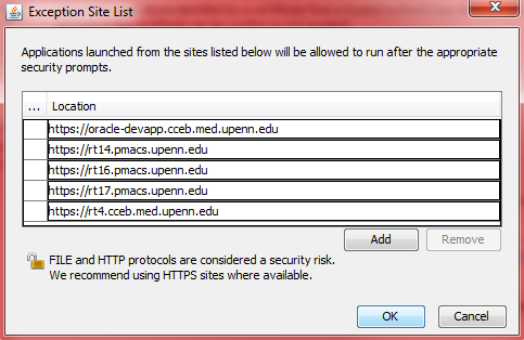 Exception Site List